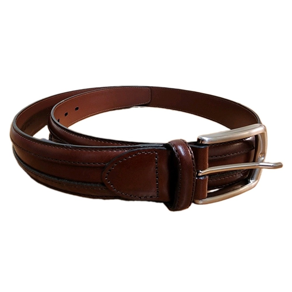 Johnston & Murphy Double Calf Chestnut Brown Leather Belt 38 11147